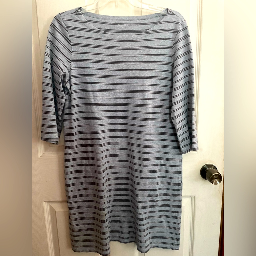 Garnet Hill Gray Striped Women's Dress